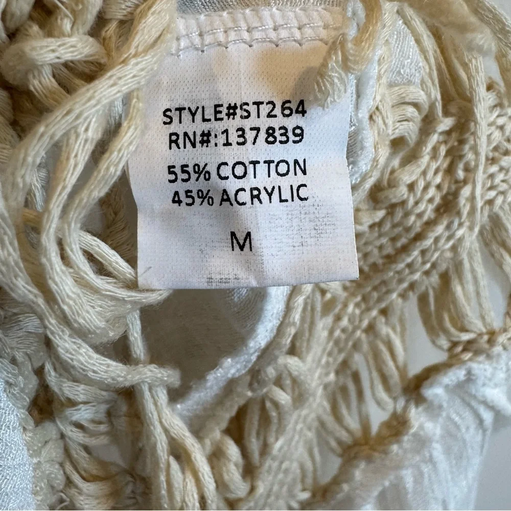 Dreamers Boho Crochet Fringe Longline Duster Cardigan Kimono Festival Beach M - Picture 7 of 8